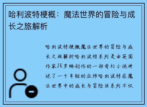 哈利波特梗概：魔法世界的冒险与成长之旅解析